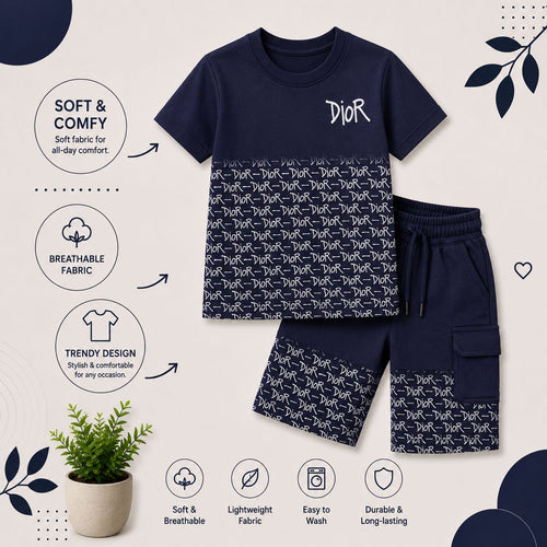 Boys Premium Printed T-Shirt & Cargo Shorts Co-Ord Set