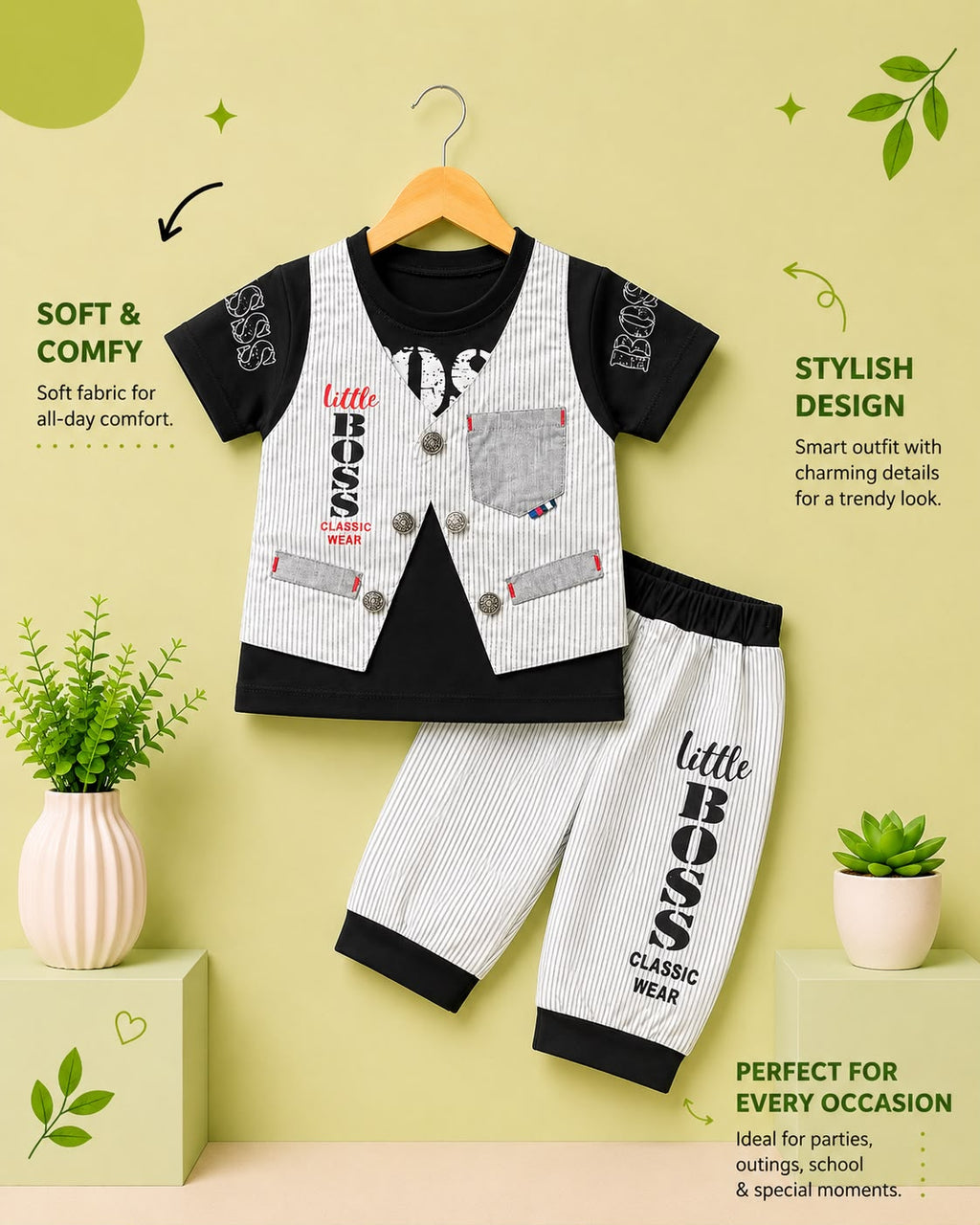 Little Boss Classic Wear 2-Piece Outfit for Baby Boys