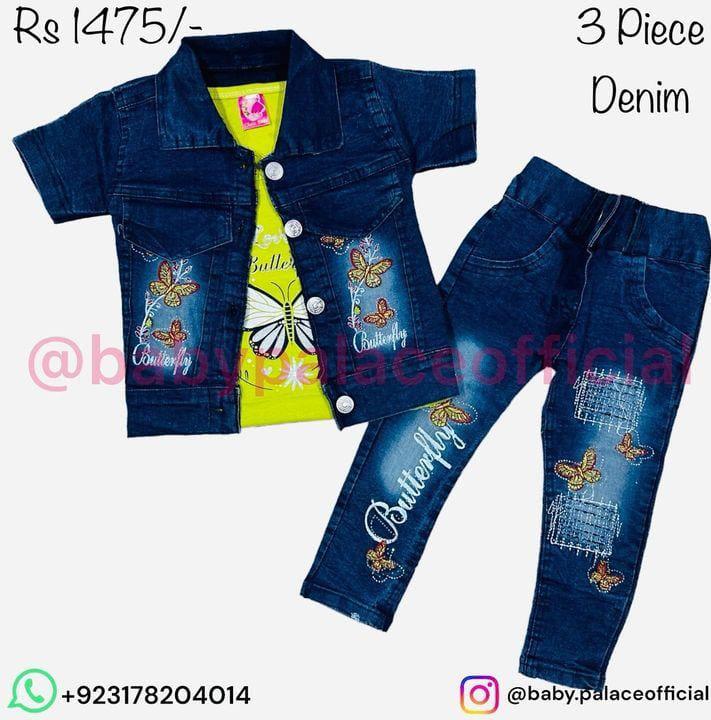 3 piece butterfly denim